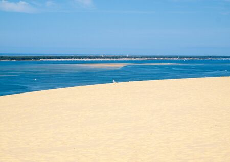 View from the Dune of Pilat, the tallest sand dune in Europe. La Teste-de-Buch, Arcachon Bay, Aquitaine, Franceの写真素材