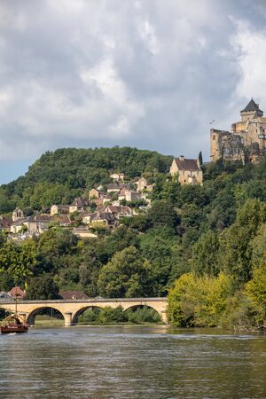 Castelnaud, Dordogne, France - September 7, 2018: Chateau de Castelnaud, medieval fortress at Castelnaud-la-Chapelle, Dordogne, Aquitaine, Franceのeditorial素材