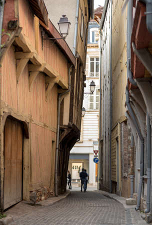 Troyes, France - August 31, 2018: View of old town in Troyes - capital of Aube department in...