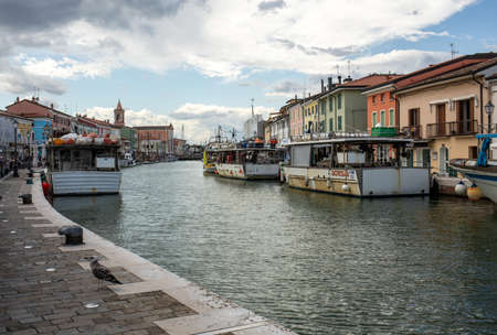 Cesenatico, Emilia Romagna, Italy - Sept 8 2019: The port canal designed by Leonardo da Vinci and...