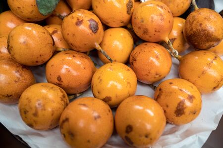 Fresh exotic fruits in Mercado Dos Lavradores. Funchal, Madeira, Portugal