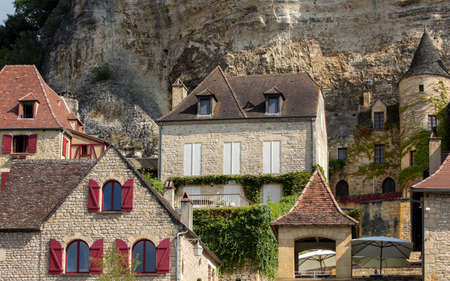 La Roque-Gageac, Dordogne, France - September 7, 2018: La Roque-Gageac scenic village on the Dordogne river, Franceのeditorial素材