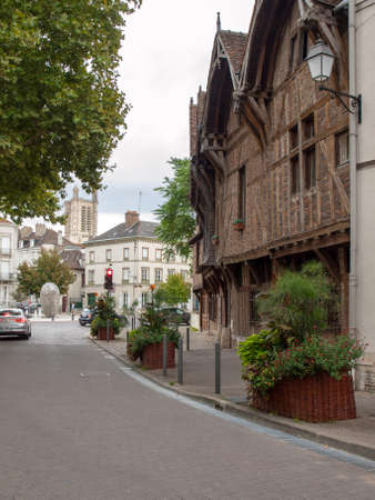 Troyes, France - August 31, 2018: View of old town in Troyes - capital of Aube department in...