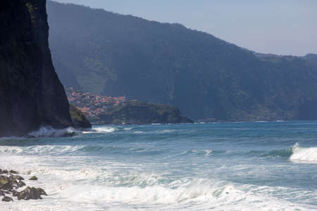 View of the Northern coastline of Madeira, Portugal, in the Sao Vicente areaの写真素材