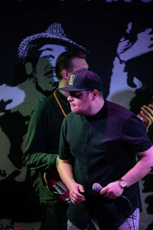 Cracow, Poland - July 3, 2020: Eskaubei and Tomek Nowak Quartet performs live at 25rd edition of the Summer Jazz Festival in Krakow, The festival takes place despite the threat of coronavirus / COVID-19 /のeditorial素材