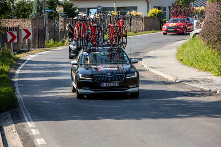 Krakow, Poland - August 4, 2018: Team vehicle on the route of Tour de Pologne bicycle race. TdP is...
