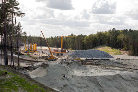 Vistula Spit, Poland - September 11, 2010: Construction of the Vistula Spit canal, official name...
