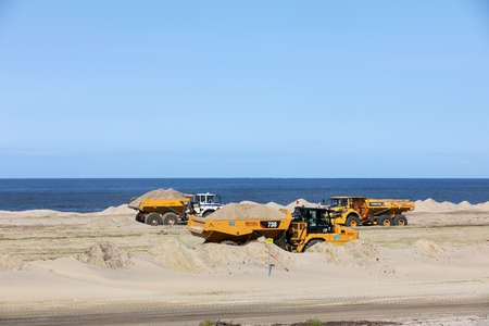 Vistula Spit, Poland - September 11, 2010: Construction of the Vistula Spit canal, official name...