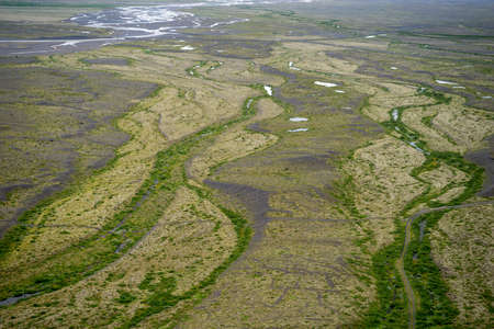 Icelandic landscape aerial photography captured from touristic airplane