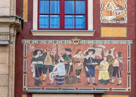 Gdansk, Poland - Sept 6, 2020: The facades of the restored GdaÅsk patrician houses in the Long Marketのeditorial素材