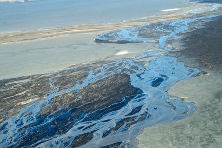 Icelandic landscape aerial photography captured from touristic airplane