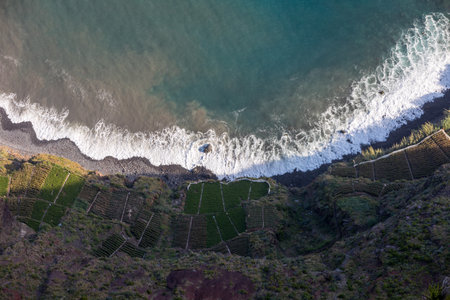 View down from Cabo Girao on Madeira Island, Portugal, the highest cliff in Europe
