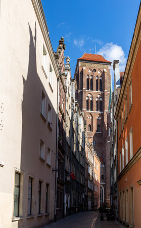 Gdansk, Poland - Sept 6, 2020: Kaletnicza street at the Main Town (Old Town) in Gdansk