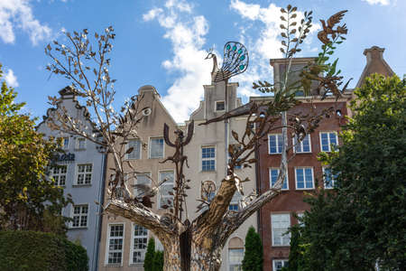Gdansk, Poland - Sept 6, 2020: Millennium Tree - a contemporary monument in the form of a polished...