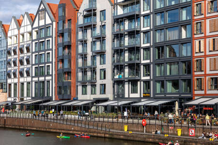 Gdansk, Poland - Sept 9, 2020: Modern architecture of the granaries island in old town of Gdansk. Polandのeditorial素材