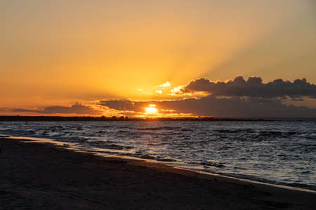 Beauty sunset view from beach in Jantar. Pomeriania, Polandの写真素材