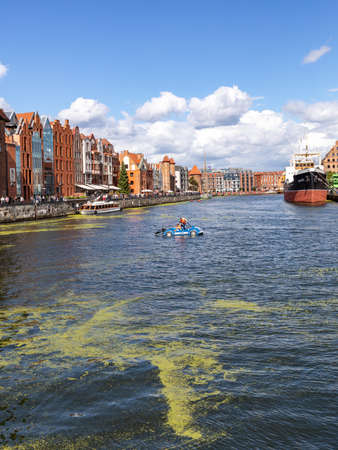Gdansk, Poland - Sept 6, 2020: Gdansk, Old Town - historic buildings on the banks of the River Motlawa, Polandのeditorial素材