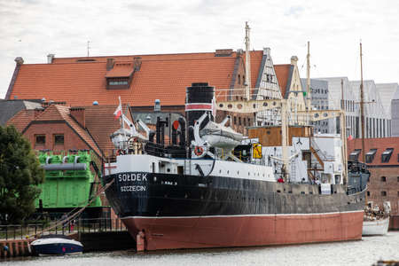 Gdansk, Poland - Sept 9, 2020: Soldek the first ship built in Poland after World War II to the...