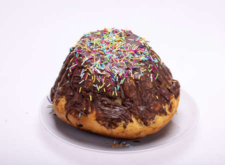 Traditional Ukrainian Easter Cake Kulich or Orthodox Christian Easter Bread.