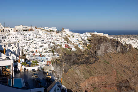 Imerovigli, Santorini, Greece - June 29, 2021: Whitewashed houses in Imerovigli on Santorini island, Cyclades, Greeceのeditorial素材