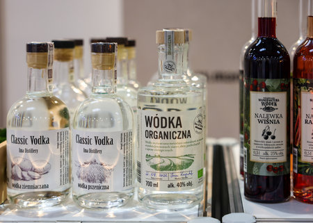 Cracow, Poland - November 17, 2022: International Wine Trade Fair ENOEXPO in Cracow. Producers of wine from all around the world meet the importers distributors and representatives.のeditorial素材