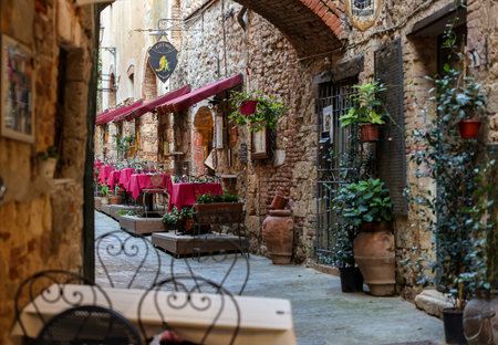 Massa Marittima, Italy - Sept 11, 2022: The old town of Massa Marittima, also known as the Citta Slow, in Tuscany, Italyのeditorial素材