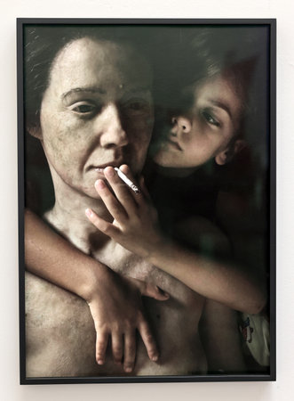 Venice, Italy - September 6, 2022: 59th Venice Art Biennale in Venice. A series of photos under the common title Mama by Polish photographer Aneta Grzeszykowskaのeditorial素材