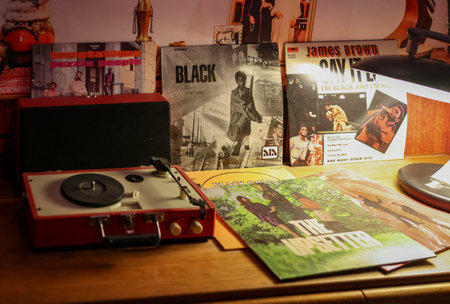 Venice, Italy - Sept 6, 2022: 59th Venice Art Biennale in Venice. Dreams have no titles by Zineb Sedira s film installation takes you back to the cinema of the 1960s and 1970s in French pavilionのeditorial素材