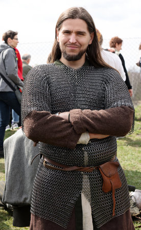 Krakow, Poland - April 11, 2023: Unidentified participants of Rekawka - Polish tradition, celebrated in Krakow on Tuesday after Easter. Currently has the character of festival historical reconstructionのeditorial素材