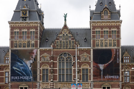 Amsterdam, Netherlands - April 21, 2023: The Rijksmuseum in Amsterdam - the largest exhibition on Dutch painter Johannes Vermeer ever - displaying 28 of his masterpiecesのeditorial素材