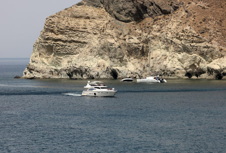 View of the coast at Akrotiri in Santorini. Greece