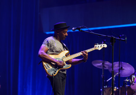 Cracow, Poland - July 17, 2023: Marcus Miller European Tour 2023 on stage in Congress Centre ICE Cracow at the 28th Summer Jazz Festival in Krakow.のeditorial素材