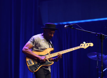 Cracow, Poland - July 17, 2023: Marcus Miller European Tour 2023 on stage in Congress Centre ICE Cracow at the 28th Summer Jazz Festival in Krakow.のeditorial素材