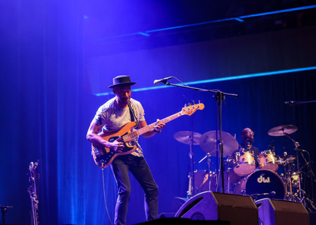 Cracow, Poland - July 17, 2023: Marcus Miller European Tour 2023 on stage in Congress Centre ICE Cracow at the 28th Summer Jazz Festival in Krakow.のeditorial素材