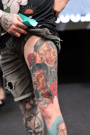 Krakow, Poland -  June 12, 2022: Unidentified  participant at 15th Tattoofest Convention in Cracow. One of the most prestigious tattoo festivals.のeditorial素材