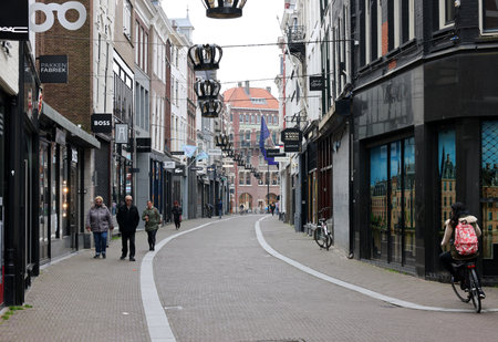 The Hague, Netherlands - April 17, 2023: Noordeinde - an elegant shopping street in The Hague, the Netherlandsのeditorial素材