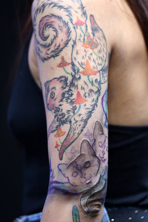 Krakow, Poland - June 11, 2022: Unidentified participant at 15th Tattoofest Convention in Cracow. One of the most prestigious tattoo festivals.のeditorial素材
