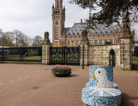 The Hague, Netherlands - April 17, 2023: Peace Palace in The Hague, Netherlands.The International Law Administrative Building, which houses the International Court of Justiceのeditorial素材
