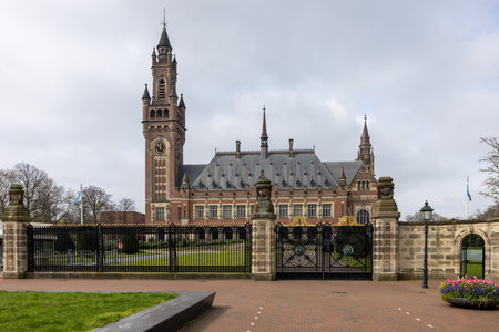 The Hague, Netherlands - April 17, 2023: Peace Palace in The Hague, Netherlands.The International Law Administrative Building, which houses the International Court of Justiceのeditorial素材
