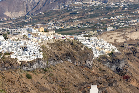 The whitewashed town of Fira on Santorini island, Cyclades, Greeceの写真素材