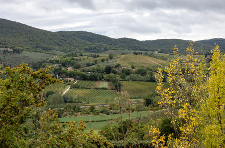Beautiful Tuscan landscape around San Gimignano, Tuscany, Italyの写真素材
