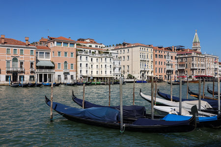Venice, Italy - September 5, 2022: View from Punta della Dogana of the palaces and beautiful houses along the Grand Canal in the San Marco district of Veniceのeditorial素材