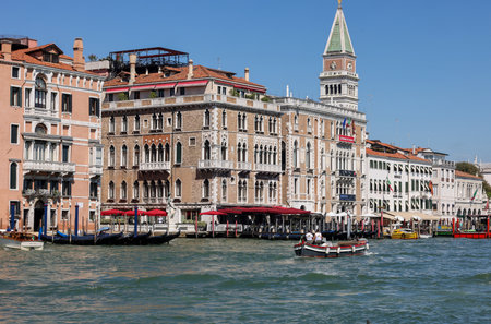 Venice, Italy - September 5, 2022: View from Punta della Dogana of the palaces and beautiful houses along the Grand Canal in the San Marco district of Veniceのeditorial素材