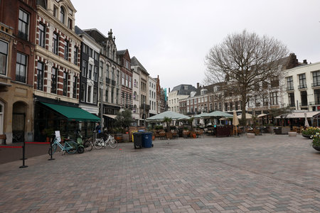 The Hague, Netherlands - April 17, 2023: Traditional Buildings at De Plaats, one of the squares in The Hagueのeditorial素材