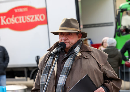 Cracow, Poland - Dec 17, 2023: Jan Kosciuszko a philanthropist, restaurateur and organizer of Christmas Eve for the poor and homeless on the Main Square in Cracow. Polandのeditorial素材