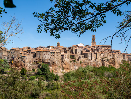 Pitigliano - the picturesque medieval town founded in Etruscan time on the tuff hill in Tuscany, Italy.の写真素材
