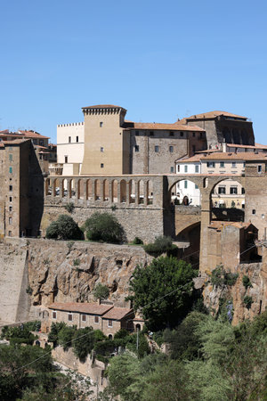 Pitigliano - the picturesque medieval town founded in Etruscan time on the tuff hill in Tuscany, Italy.の写真素材