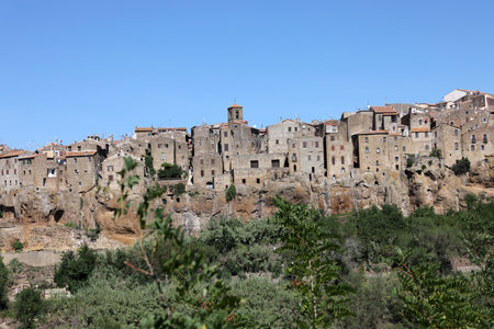 Pitigliano - the picturesque medieval town founded in Etruscan time on the tuff hill in Tuscany, Italy.の写真素材