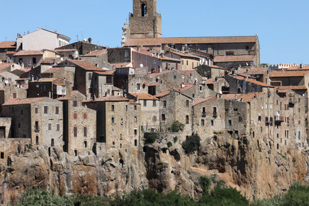 Pitigliano - the picturesque medieval town founded in Etruscan time on the tuff hill in Tuscany, Italy.の写真素材