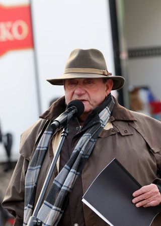 Cracow, Poland - Dec 17, 2023: Jan Kosciuszko a philanthropist, restaurateur and organizer of Christmas Eve for the poor and homeless on the Main Square in Cracow. Polandのeditorial素材